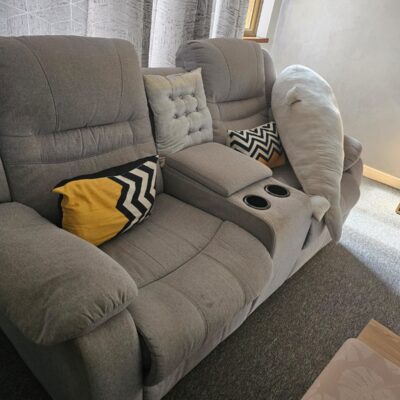 COMFORTABLE CREAM 6 SEATER RECLINER SOFA