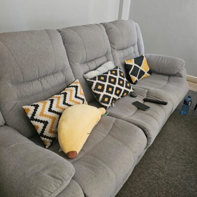 COMFORTABLE CREAM 6 SEATER RECLINER SOFA