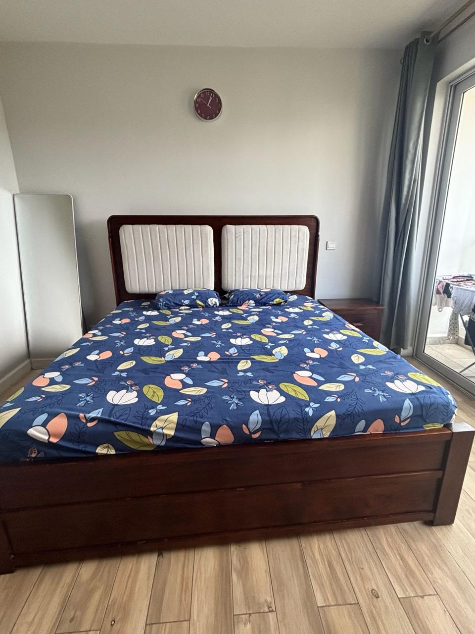 Clean Wooden King size Bed + 2 Side Tables