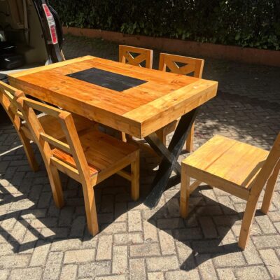 Rustic Hardwood 5-Seater Dining Set