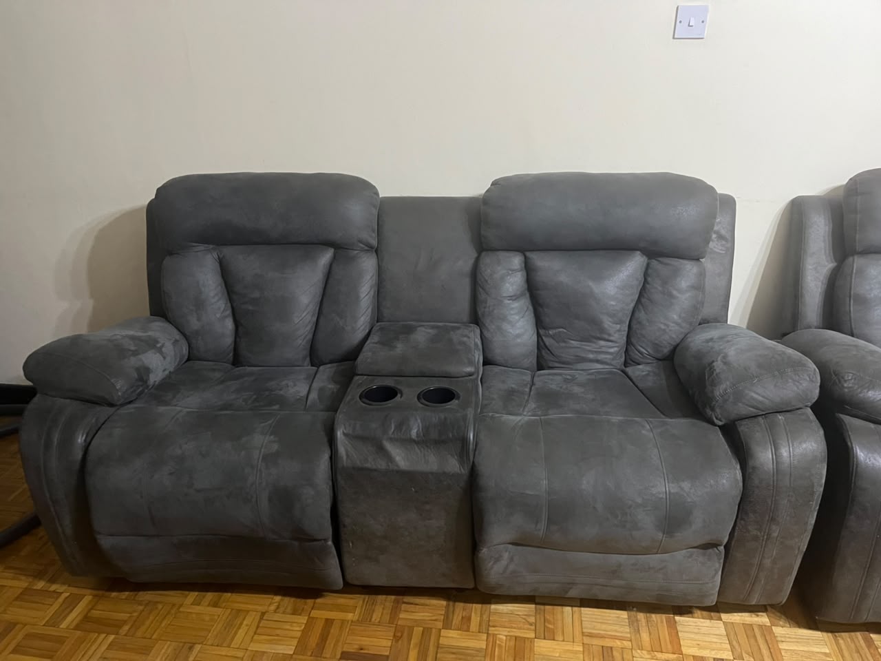 5-Seater Grey Recliner Sofa Set