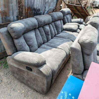 7-Seater Grey Recliner Sofa Set