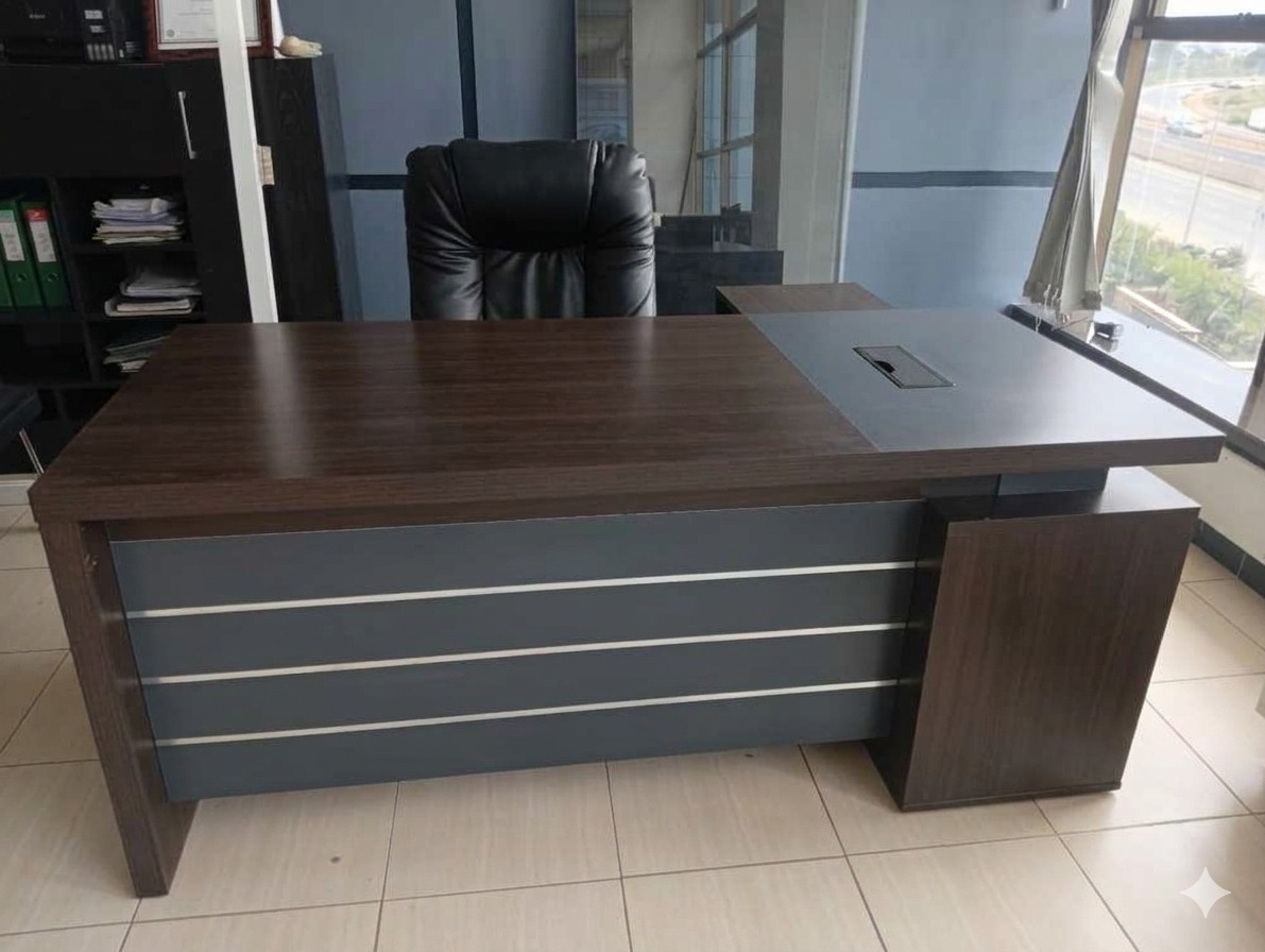 modern L-shaped executive office desk