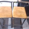 Pair of Modern Industrial Bar Stools with Tan Suede Cushions