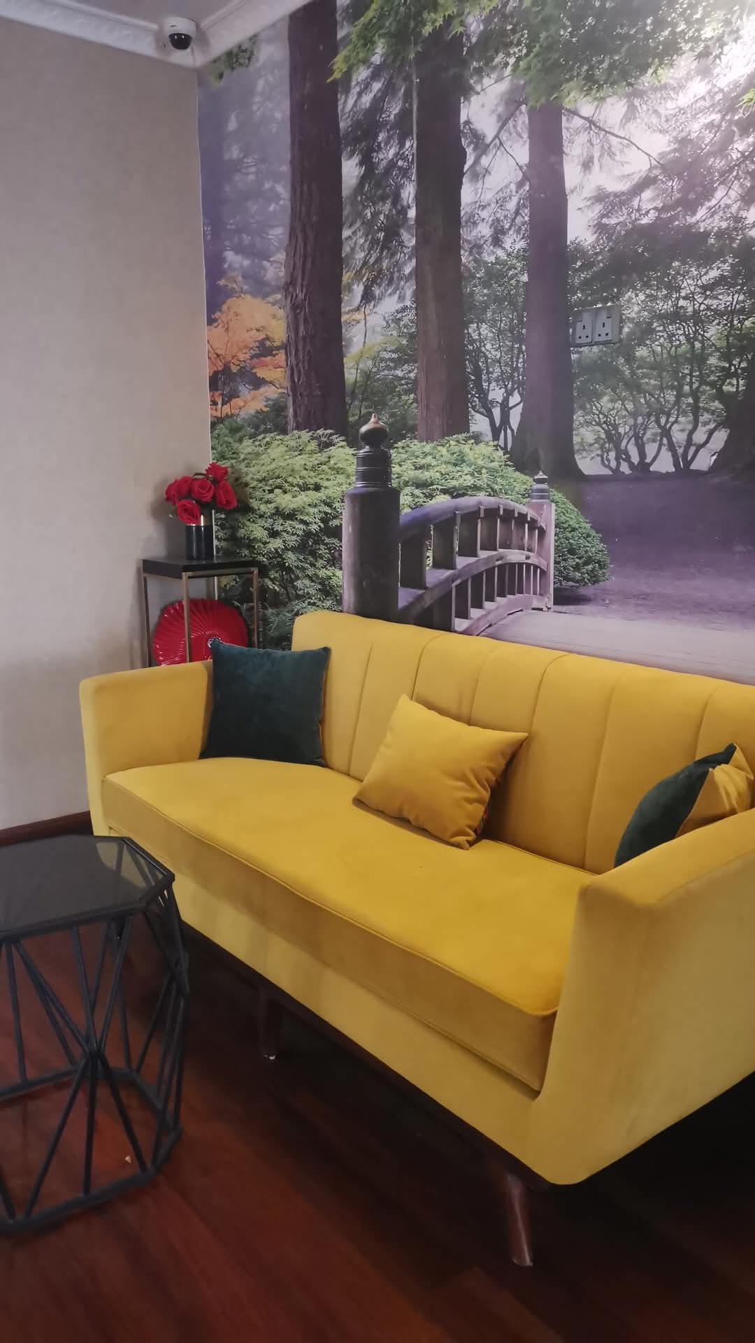 3-Seater Yellow Velvet Sofa