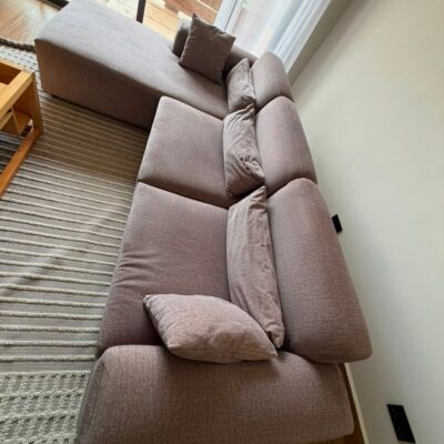 6-seater light-gray fabric sectional sofa