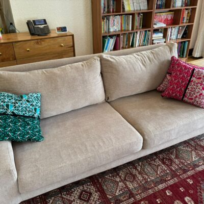 Pre Owned Cream Mango Wood Sofa