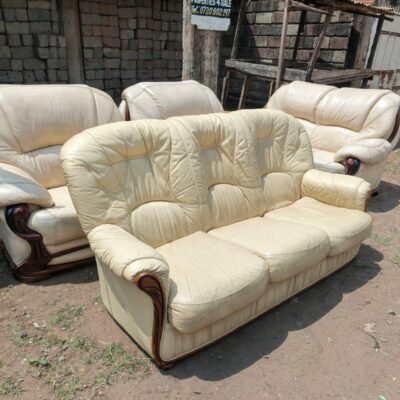 Yellow 3 Seater Leather Sofa