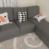 Comfortable Grey 3-Seater Sofa with Pouf