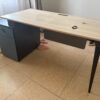 Office Desk with Lockable Drawer Unit – Light Wood