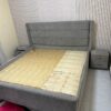 Grey Fabric Bed with Two Matching Bedside Tables