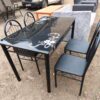 Stylish Black 4-Seater Dining Table Set