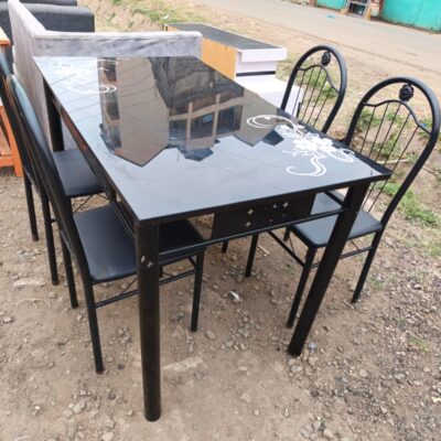 Stylish Black 6-Seater Dining Table Set