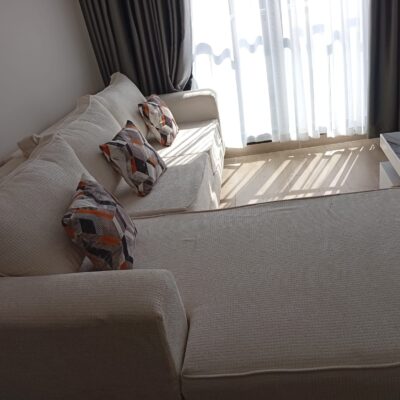 Spacious Cream 5 Seater L-Shaped Sofa