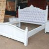 King Size White Bed with Tufted Headboard and 2 Bedsides
