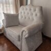Elegant Tufted Armchair with Nailhead Trim