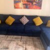 Navy Blue L-Shaped Sectional Sofa